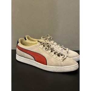 Puma Suede Light Grey Yellow Red Shoes Size 11.5 Men's